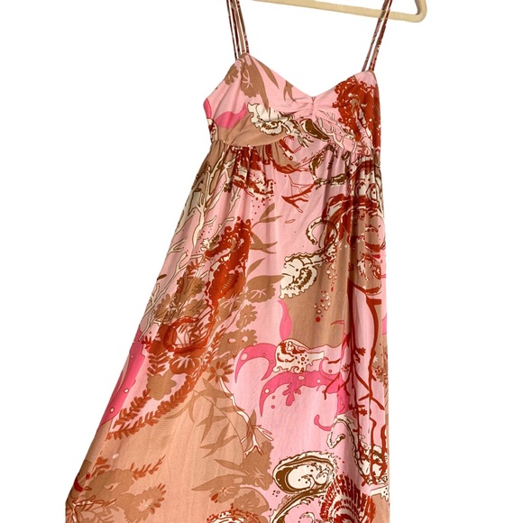 Nieves Lavi 100% Silk Size 2 High Low Abstract Floral Pink Dress - Picture 3 of 5